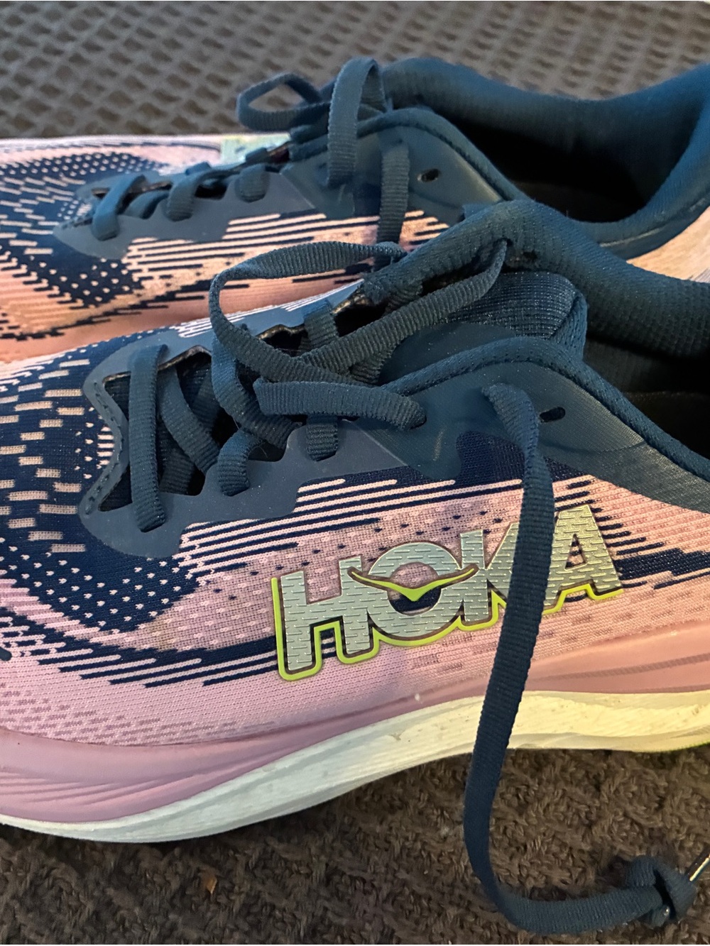Hoka Women's Pink and Navy Running Sneakers
